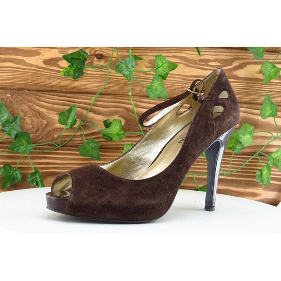 BISOU BISOU Women Sz 8.5 M‎ Brown Platform Leather Shoes - Picture 1 of 7